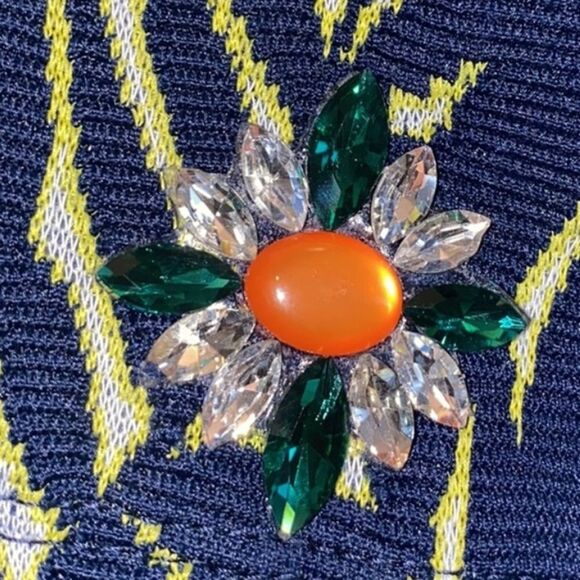 Zara Blue Tropical Textured Jacquard Rhinestone Floral Stretch Mini Skirt NEW - Picture 4 of 14